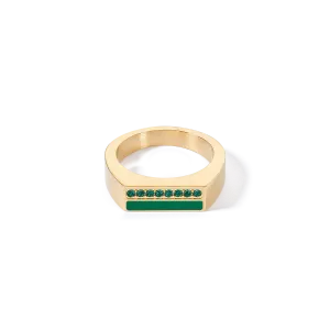 Ring Square Stripes gold-green