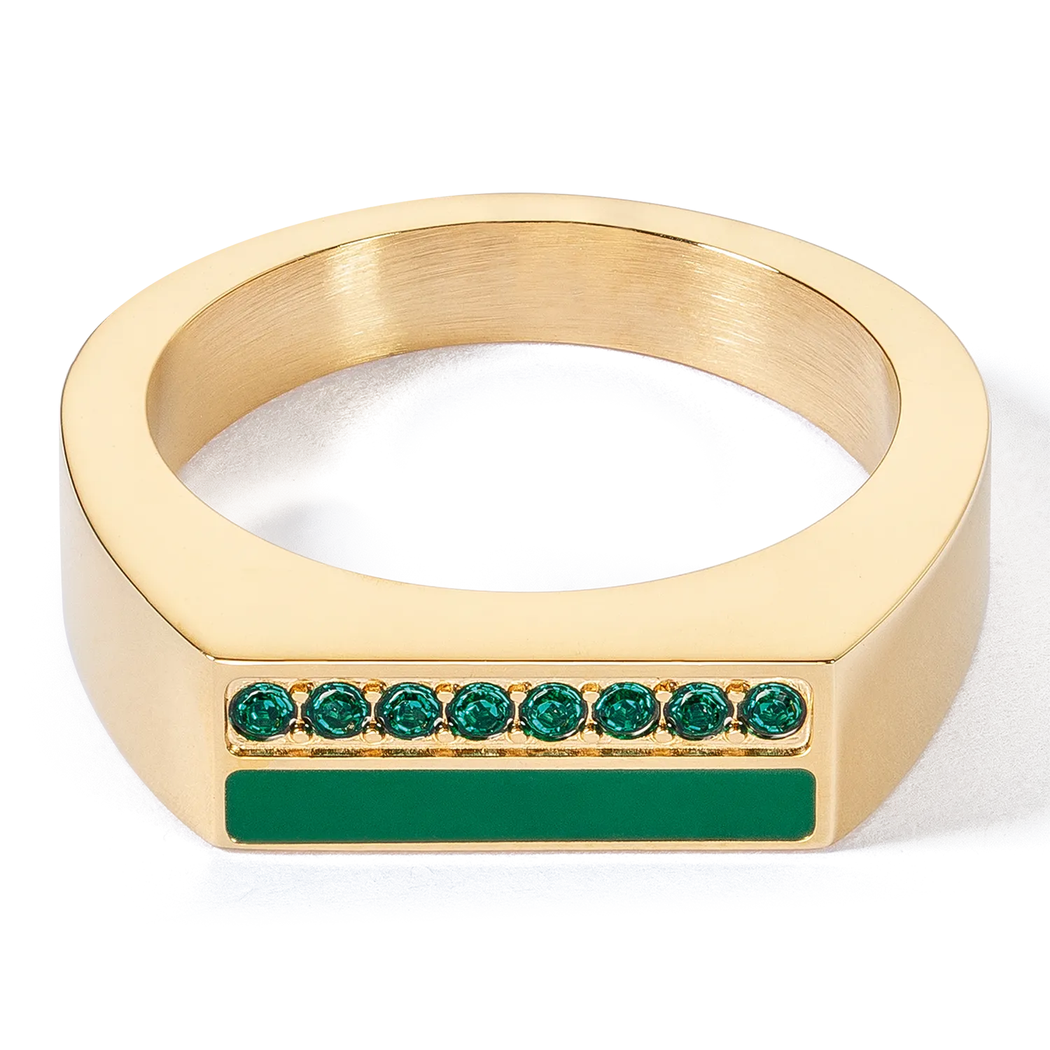 Ring Square Stripes gold-green