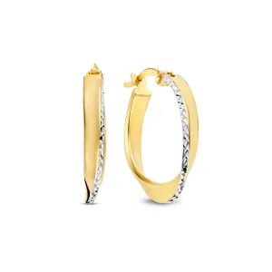 Rivoli Laura 14 karat gold hoop earrings with diamond cut (15.5 mm)