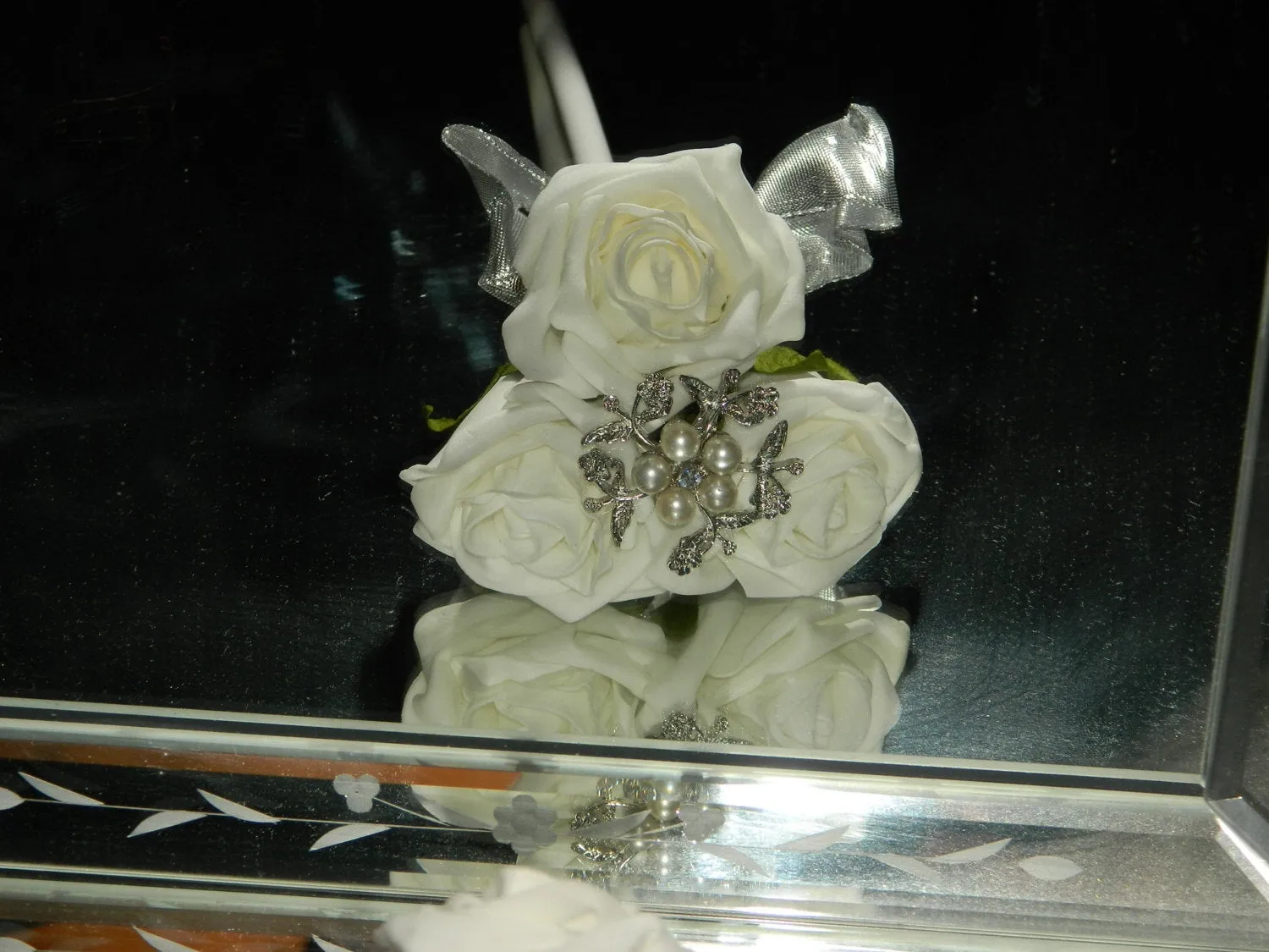 Rose and Crystal brooch flower girl wand