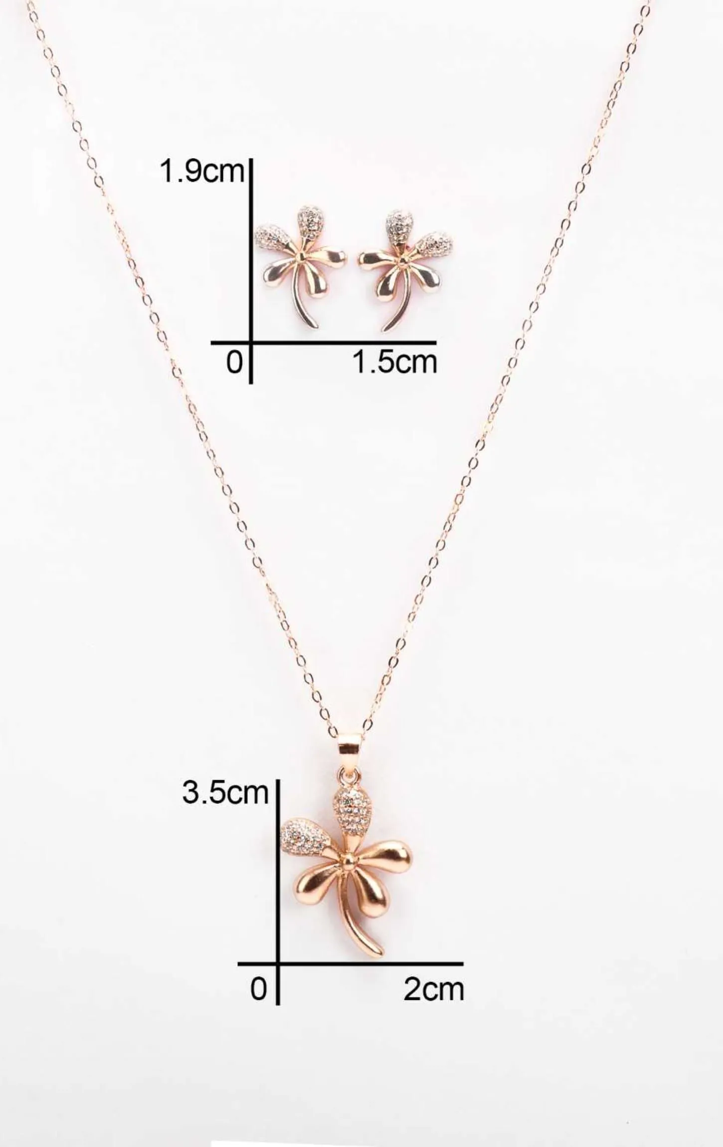 Rose Gold Artistic Leaf Pendent Set