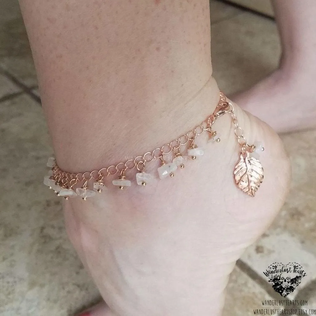 Rose gold moonstone anklet bracelet