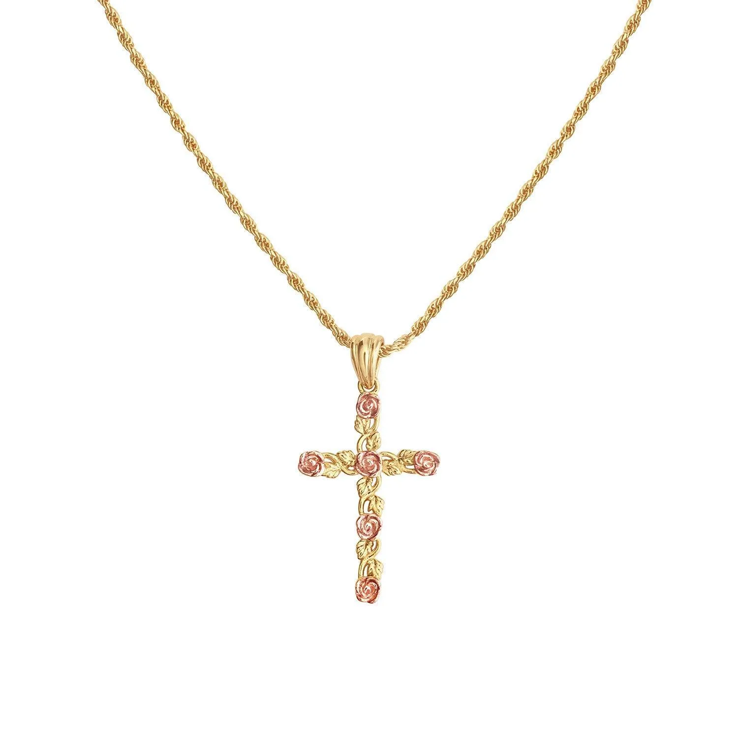 Rose-Kissed Cross Necklace