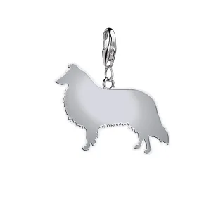 Rough Collie Silhouette Silver Charm