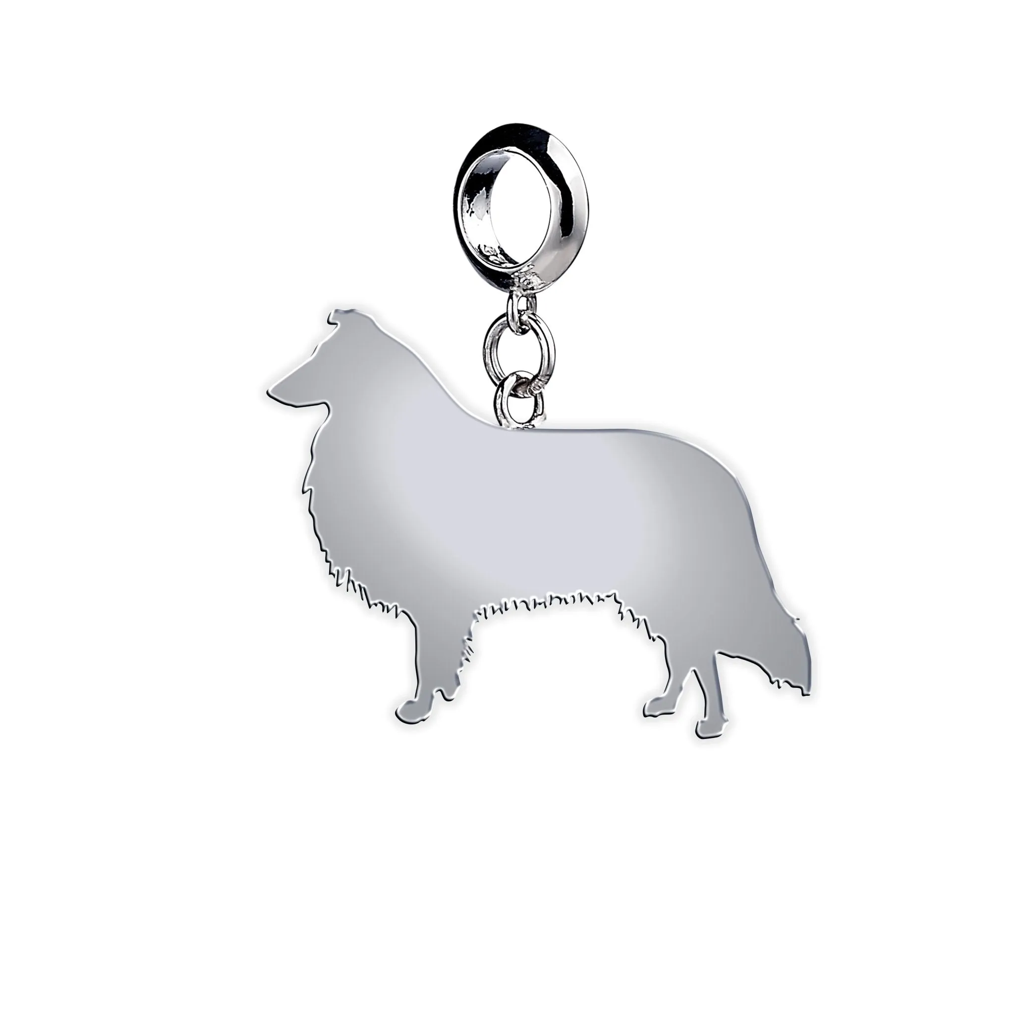 Rough Collie Silhouette Silver Charm