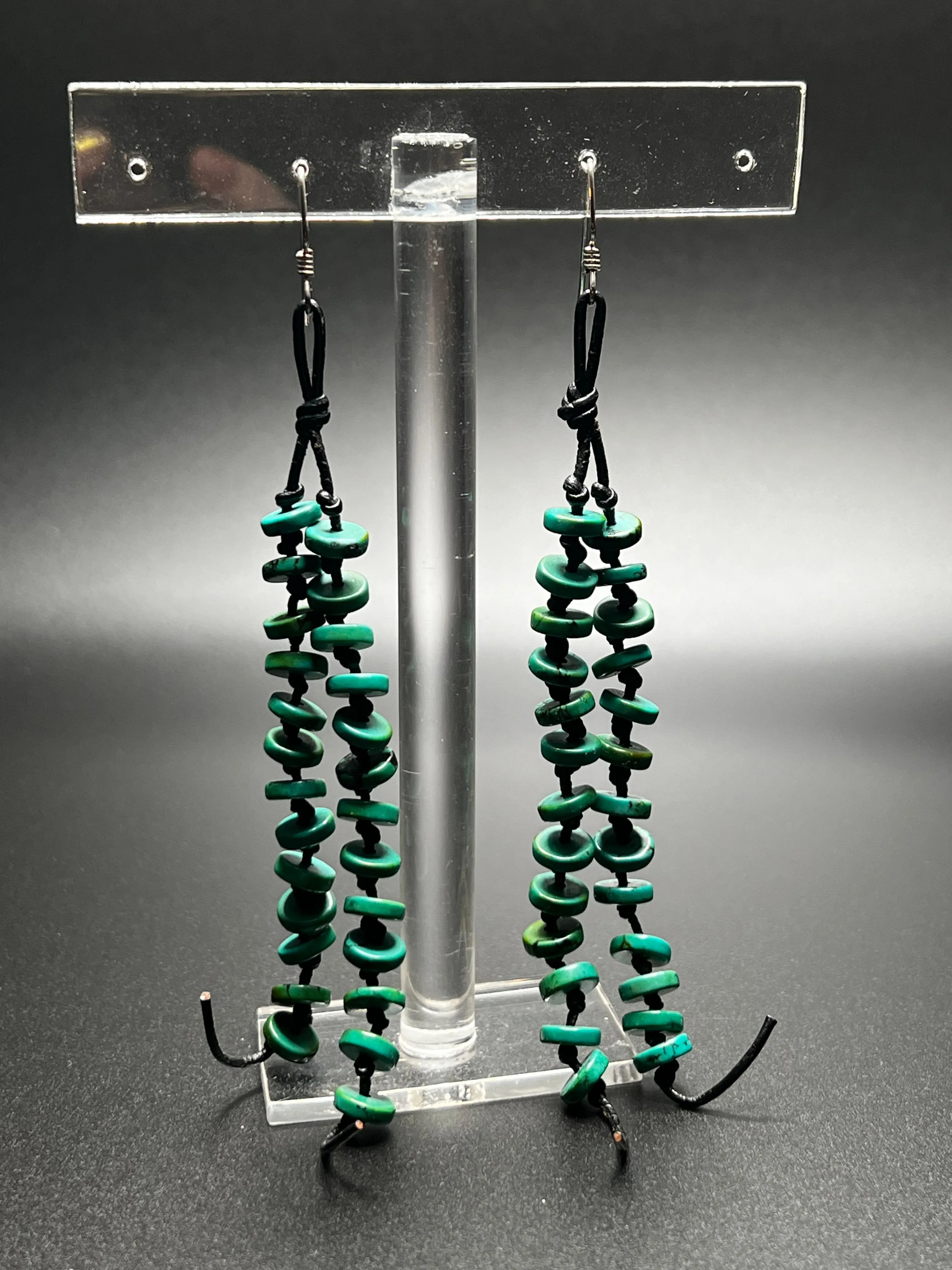 Royston Turquoise Heishi and Leather Earrings