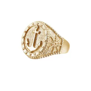 Sailor's Anchor Ring - Solid Gold