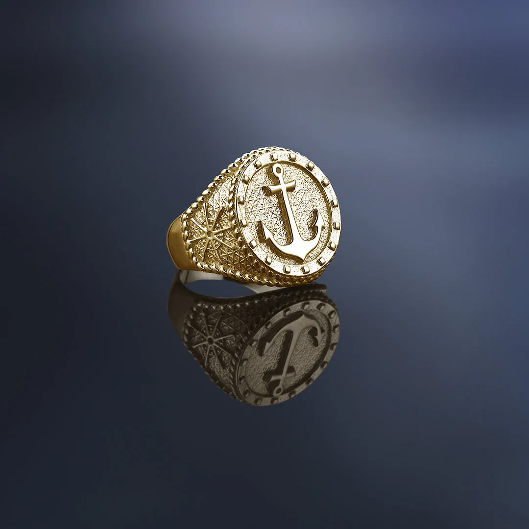 Sailor's Anchor Ring - Solid Gold