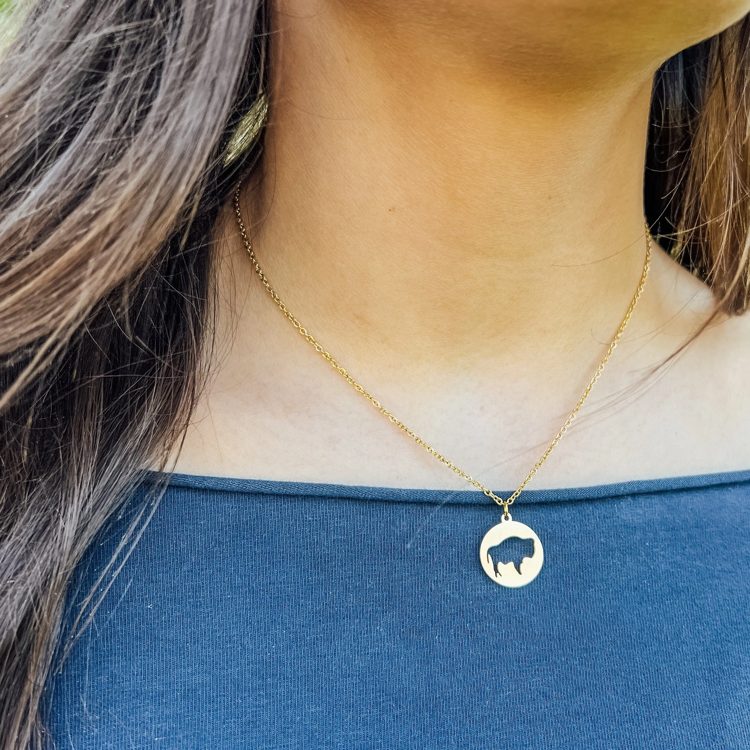 SALE- Meaningful Buffalo Pendant Necklace, 18K Gold, Tarnish Free