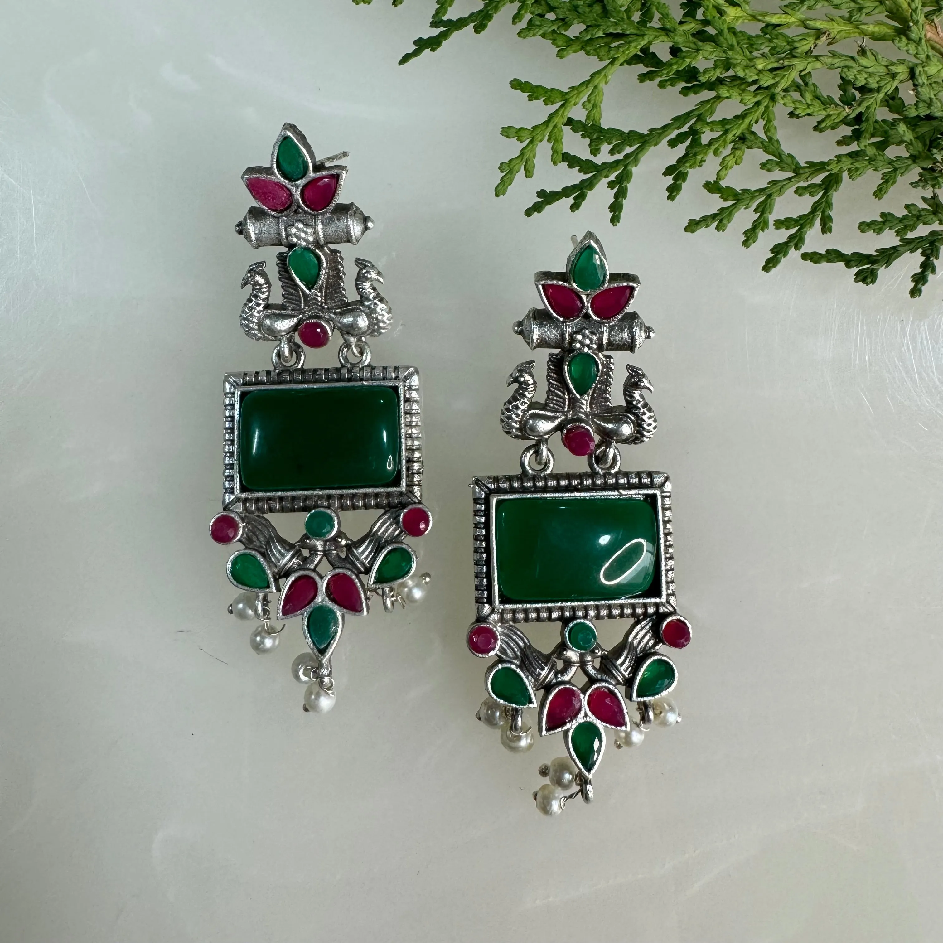 Salvanity German Silver Earrings - Gavaksh/Nimantran (The Window)