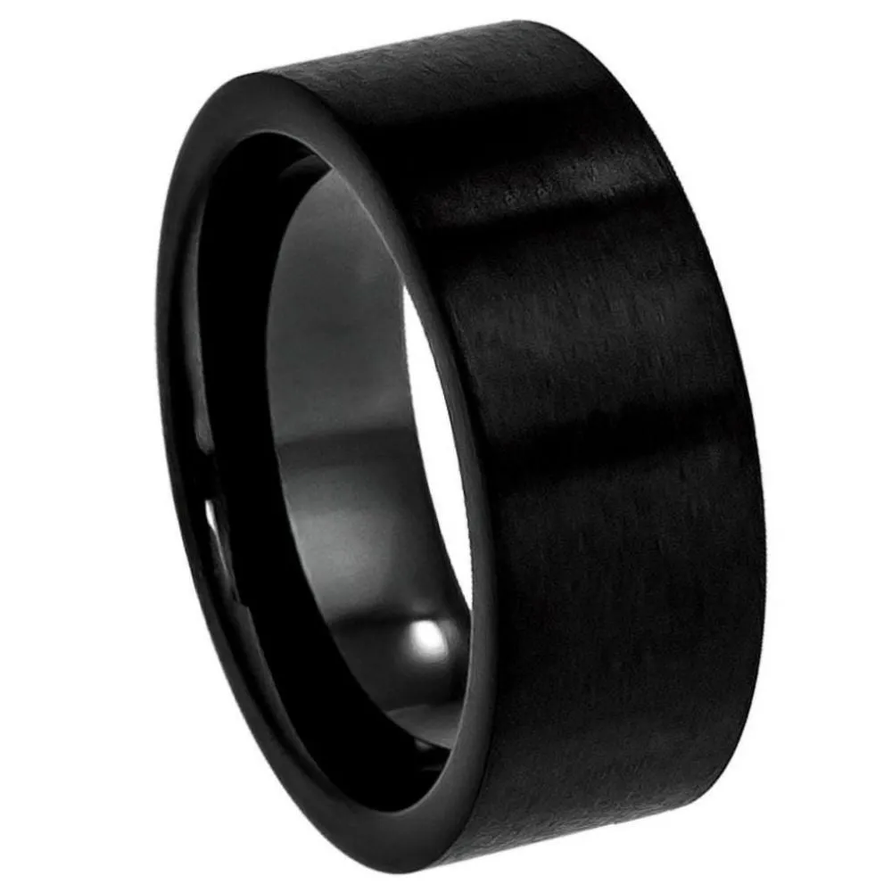 Scratch Free Tungsten Carbide Rings - 9mm Black Rhodium Plated