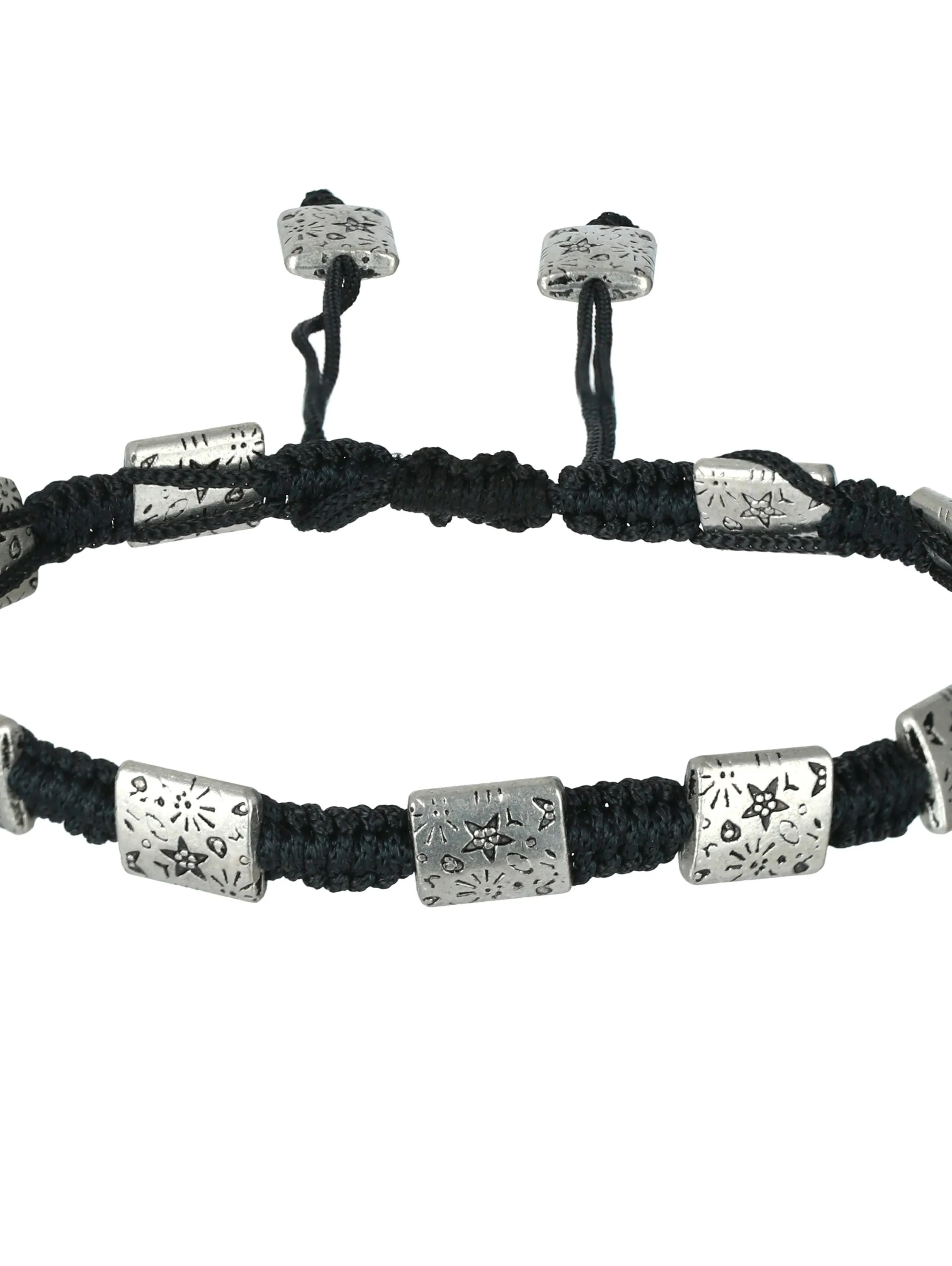 Set Of 2 Rectangular Black Thread Boho Style Anklets/Bracelet