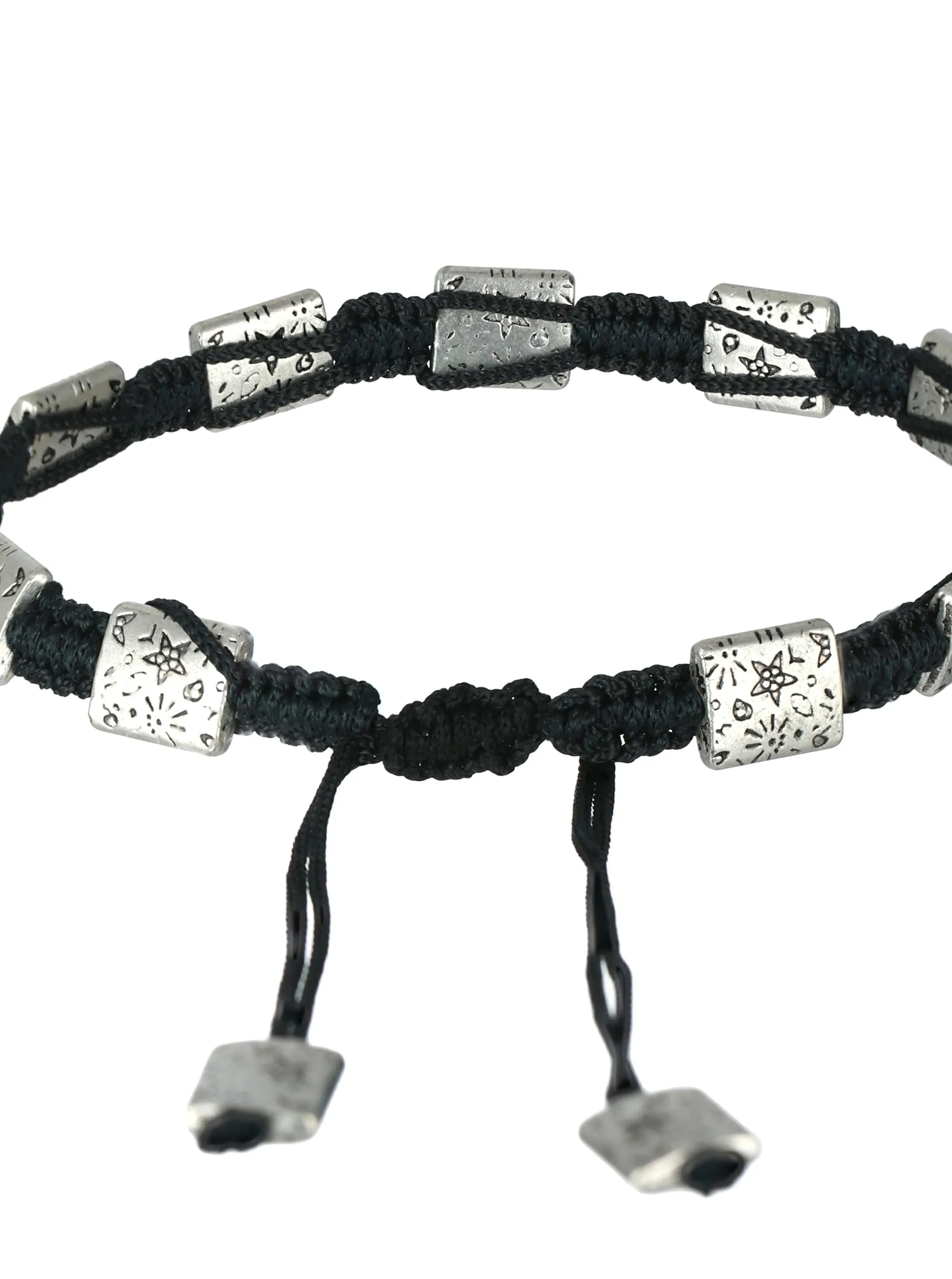 Set Of 2 Rectangular Black Thread Boho Style Anklets/Bracelet