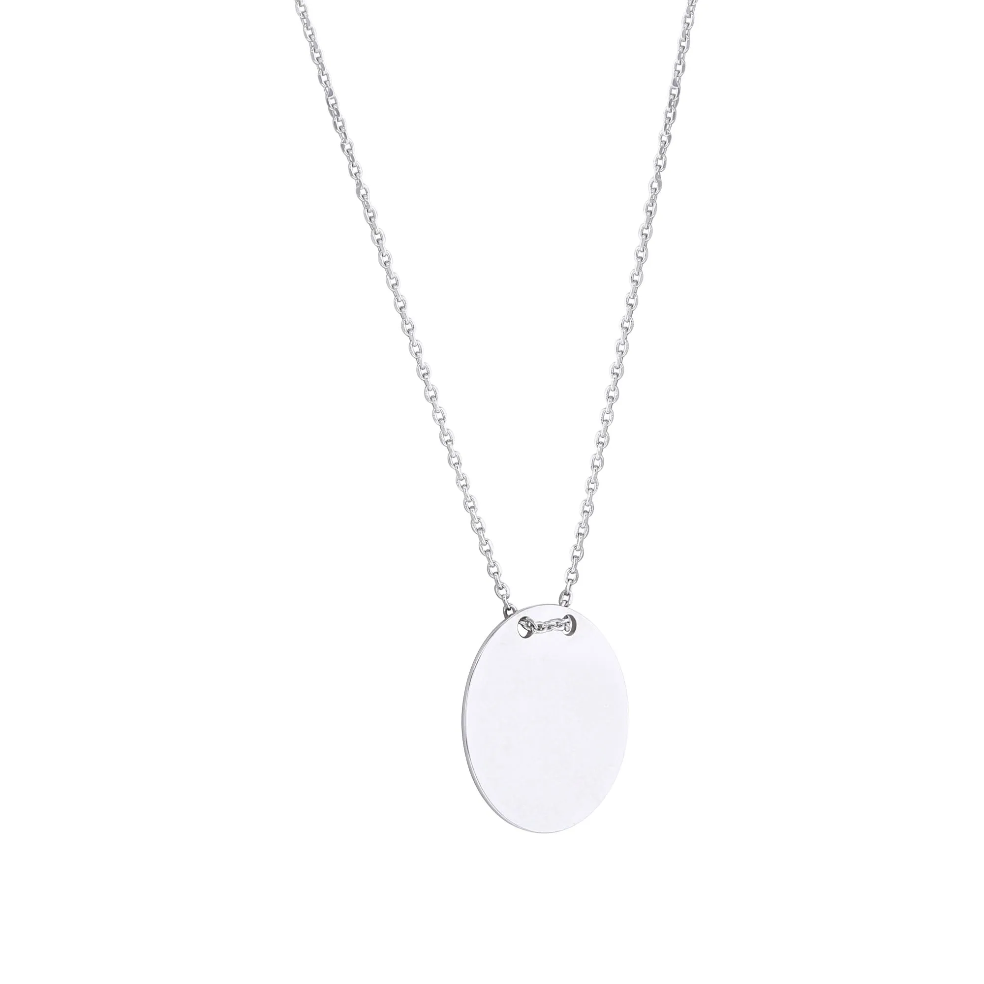 Silver Round Disc Necklace