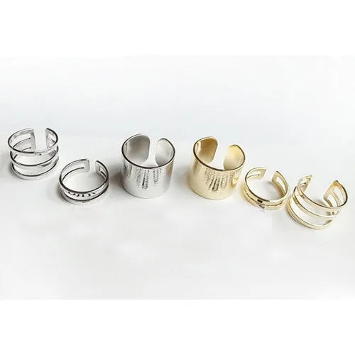 Simple 3Pcs/Set Silver Plated Shiny Finger Knuckle Stack Rings