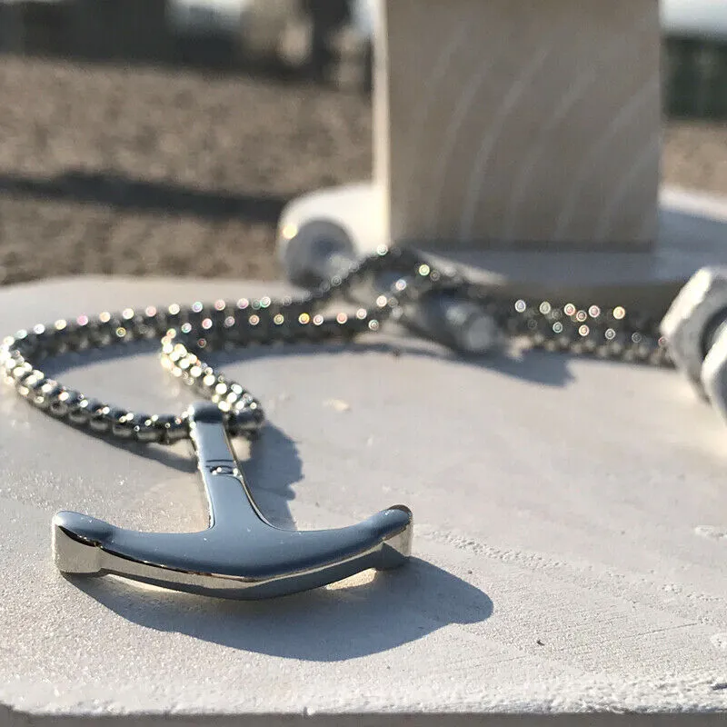 Stainless Steel Sleek Minimalist Anchor Pendant Necklace