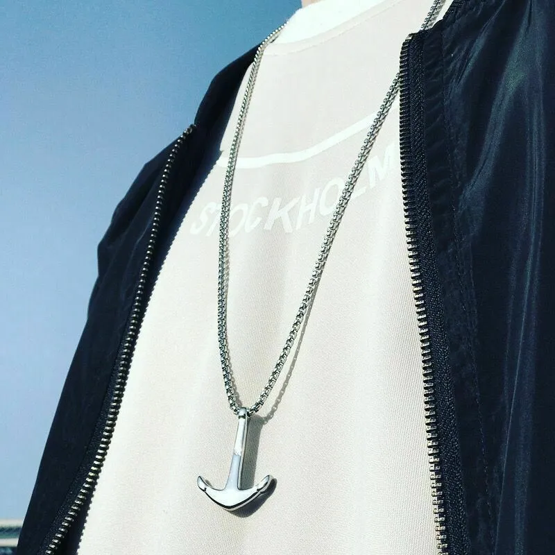 Stainless Steel Sleek Minimalist Anchor Pendant Necklace