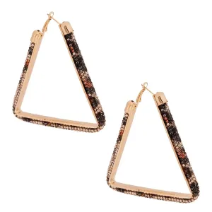 Stand Out with Open Triangle Tube Leopard Hoop Earrings - A Unique and Bold Accessory