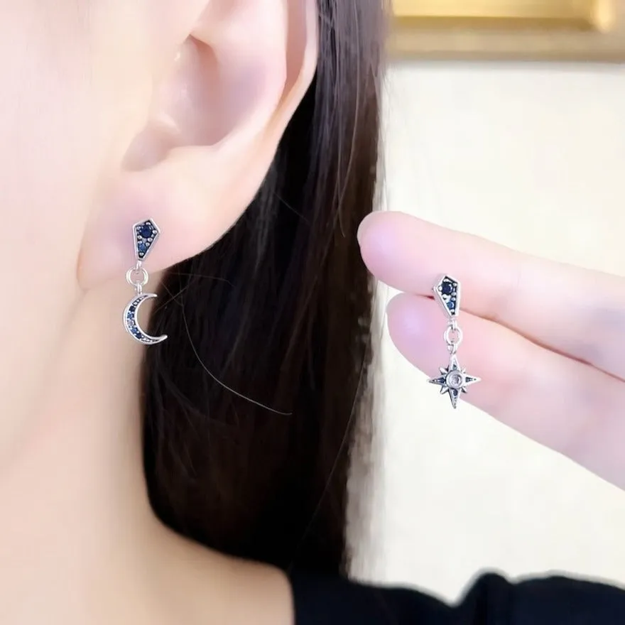 Star & Crescent Moon Drop Earrings