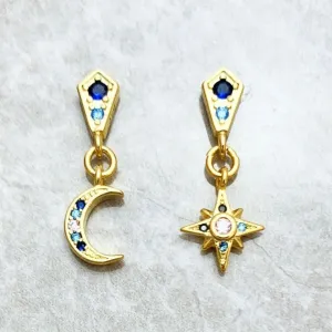 Star & Crescent Moon Drop Earrings