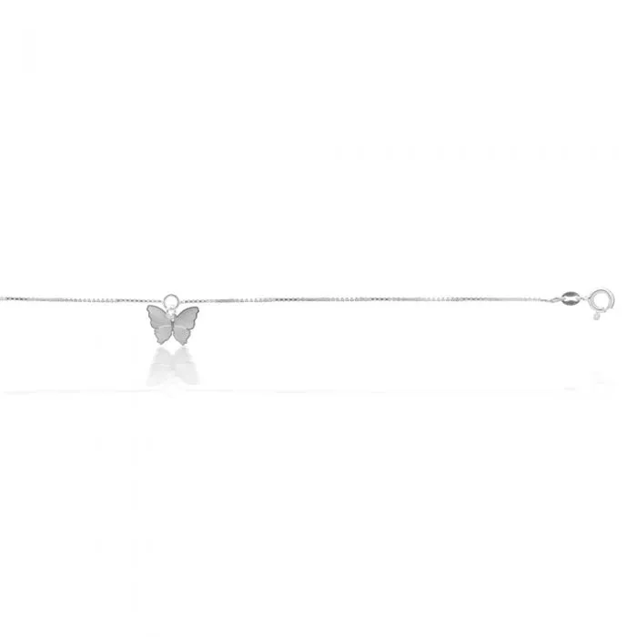 Sterling Silver Butterfly Charm 25cm Anklet