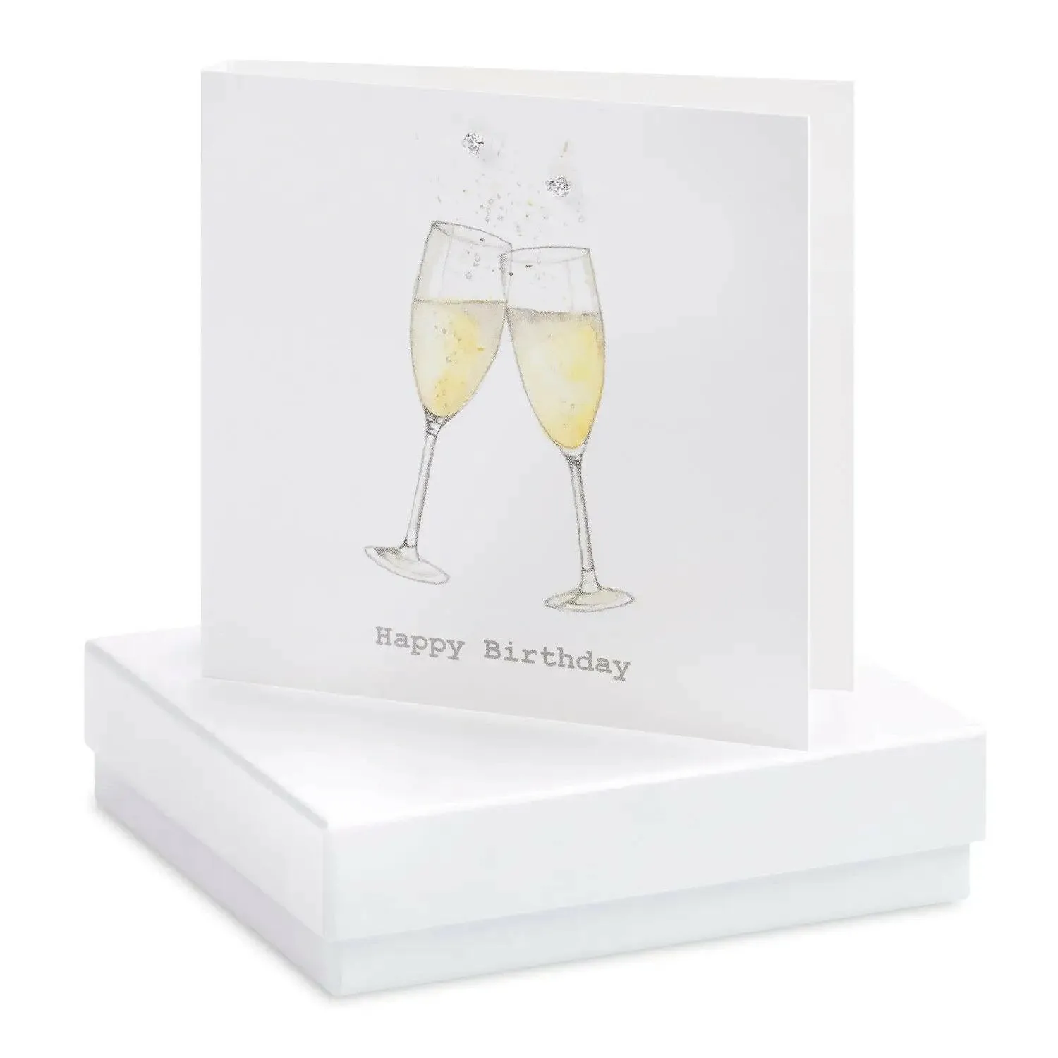 Sterling Silver Crystal Stud Earrings - Boxed Champagne Glasses Card included - Unique Birthday Gifting Idea