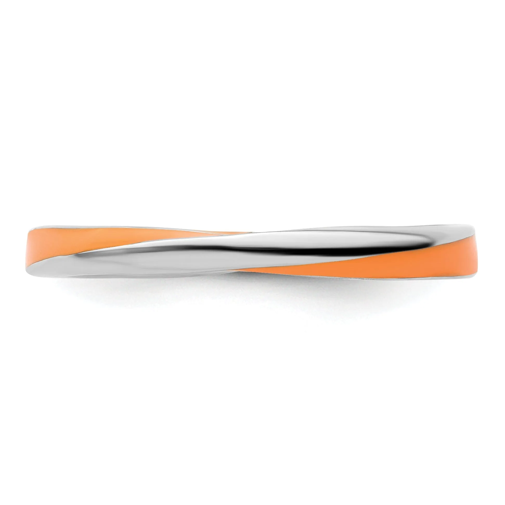 Sterling Silver Orange Enameled Stackable Ring