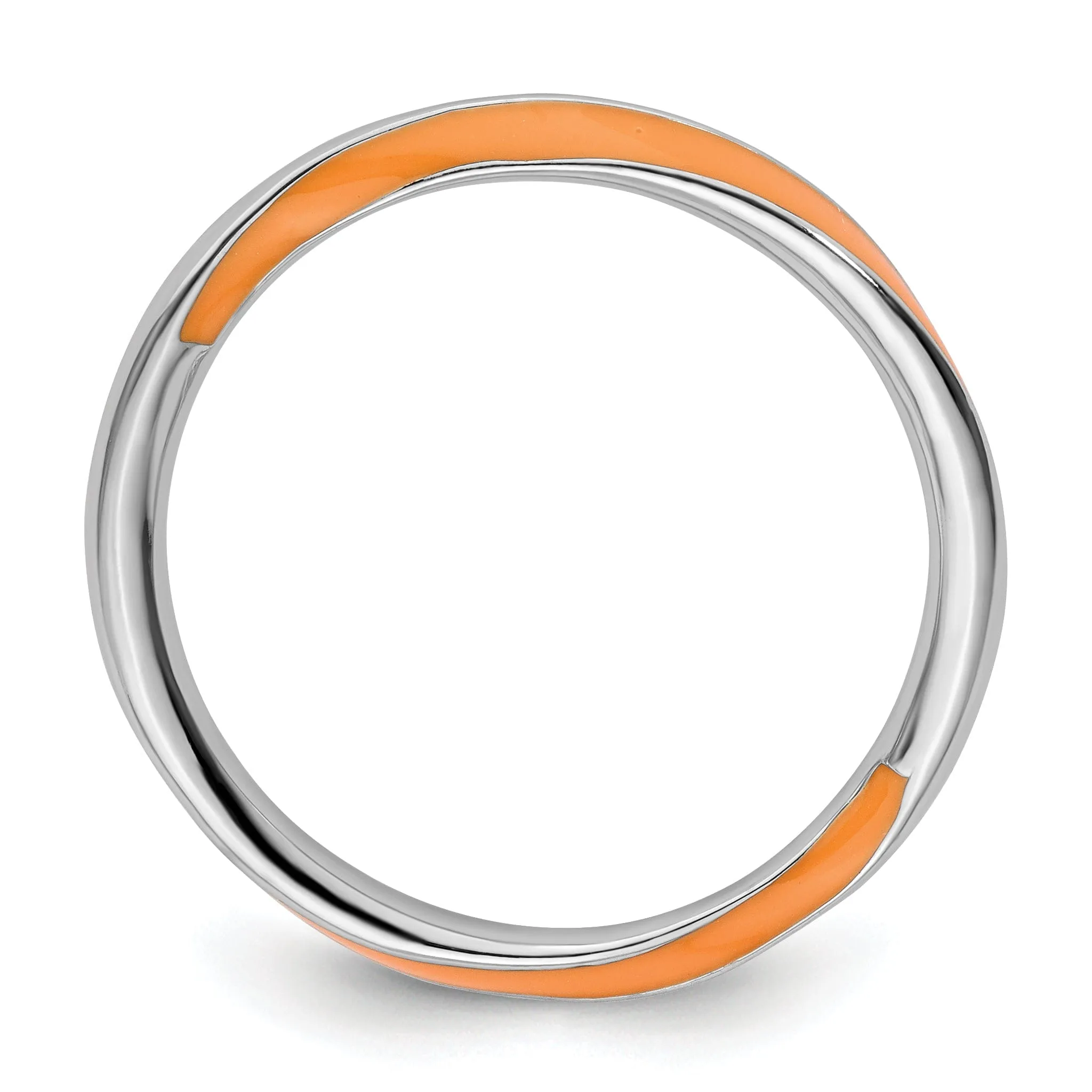 Sterling Silver Orange Enameled Stackable Ring