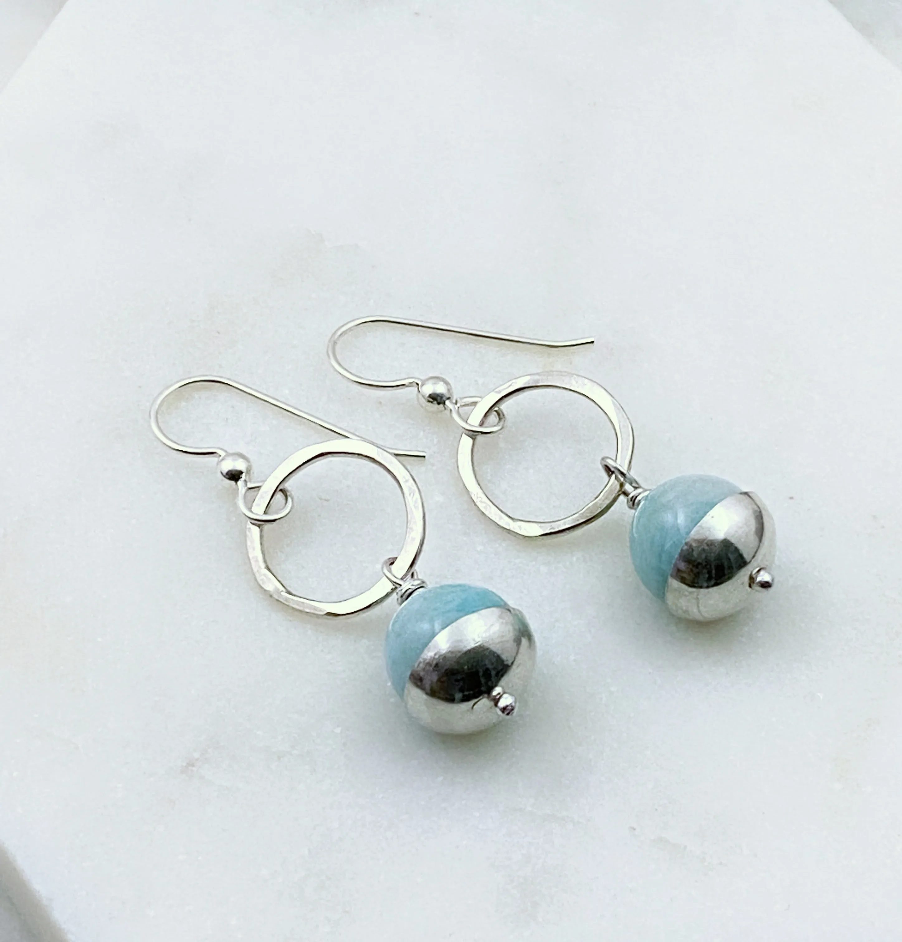 Sterling sliver and amazonite earrings