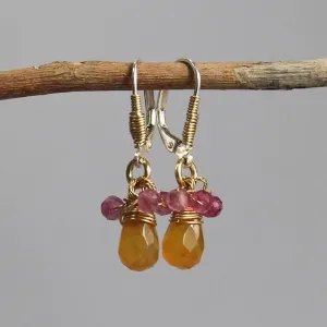 Strawberry Quartz Carnelian Tal Earrings