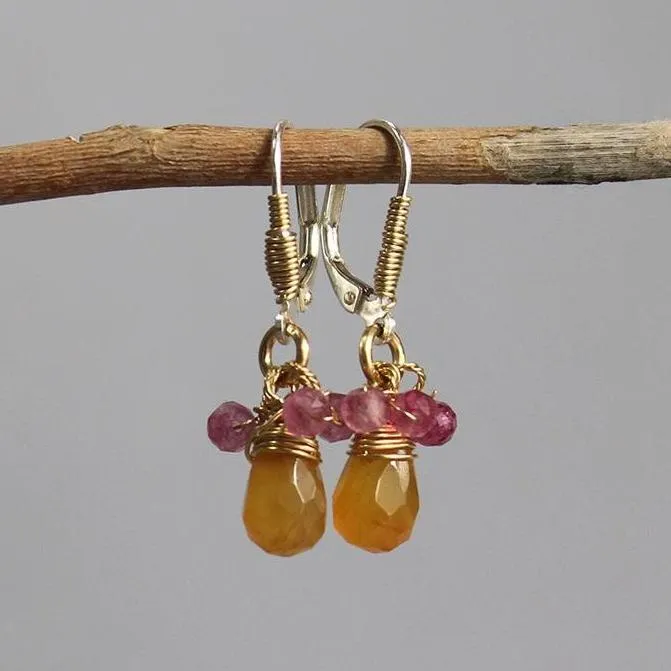 Strawberry Quartz Carnelian Tal Earrings