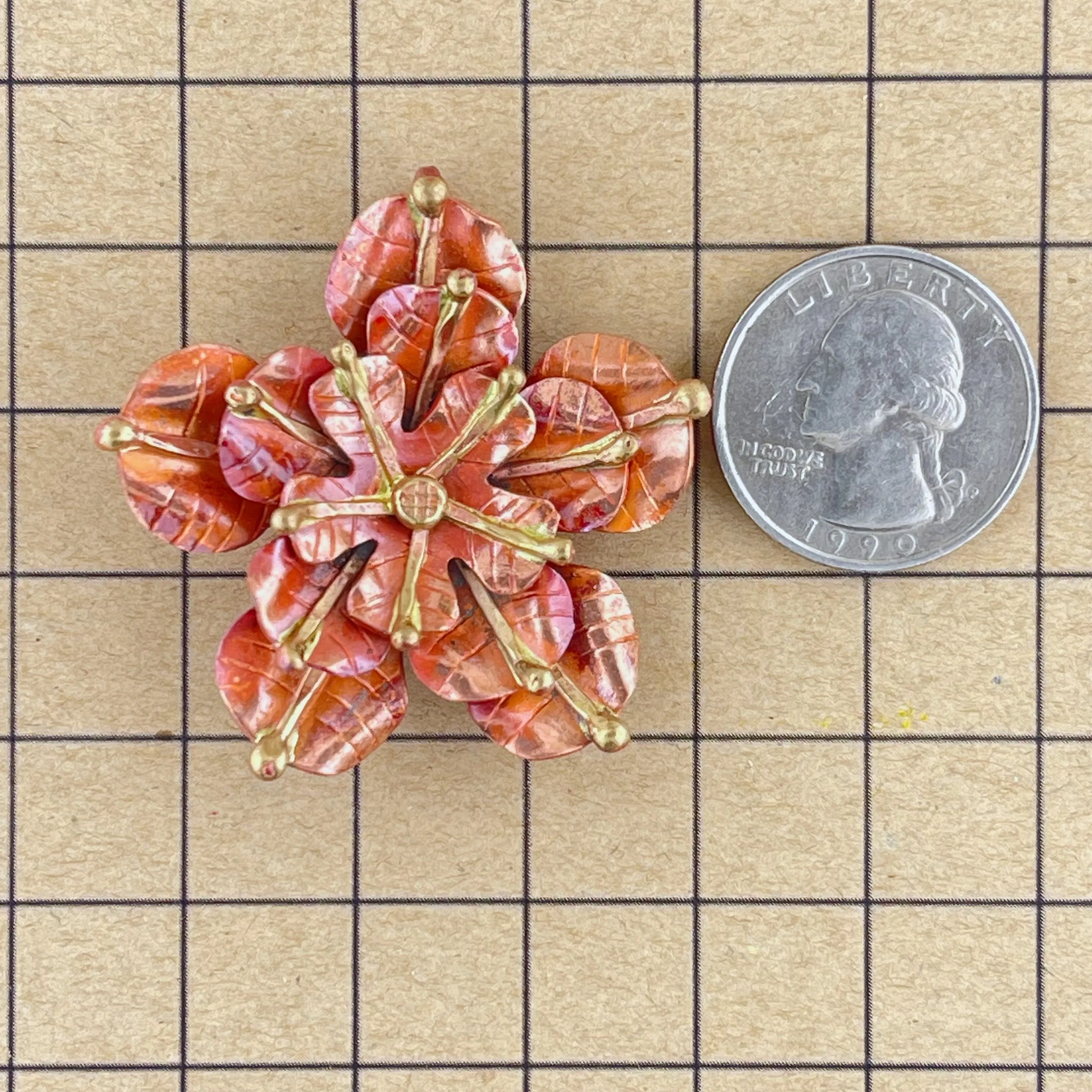 Three-Layered Copper Elizabeth Rose Pendant