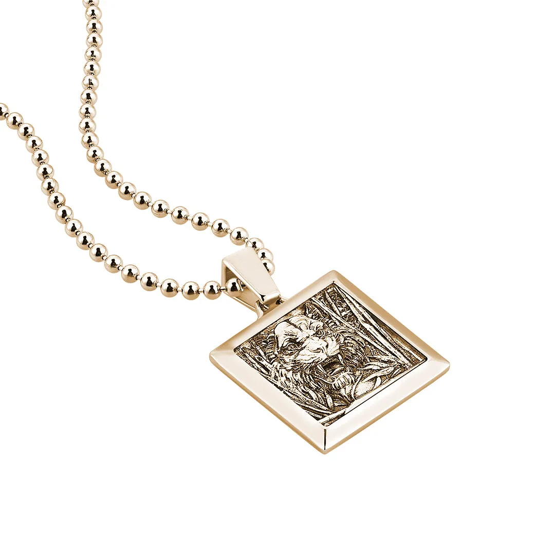 Tiger Square Pendant in Gold  (Pendant Only)