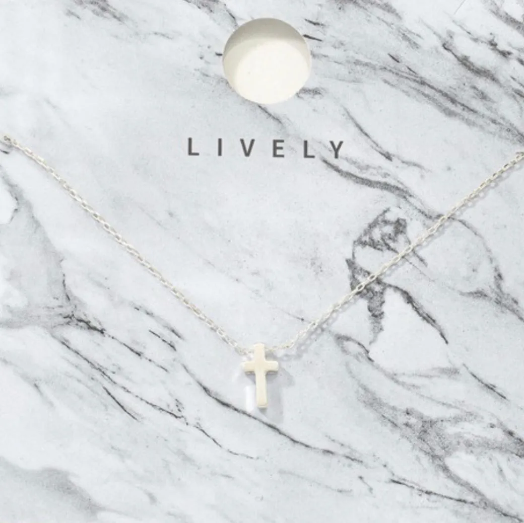 Tiny Cross Necklace: Silver