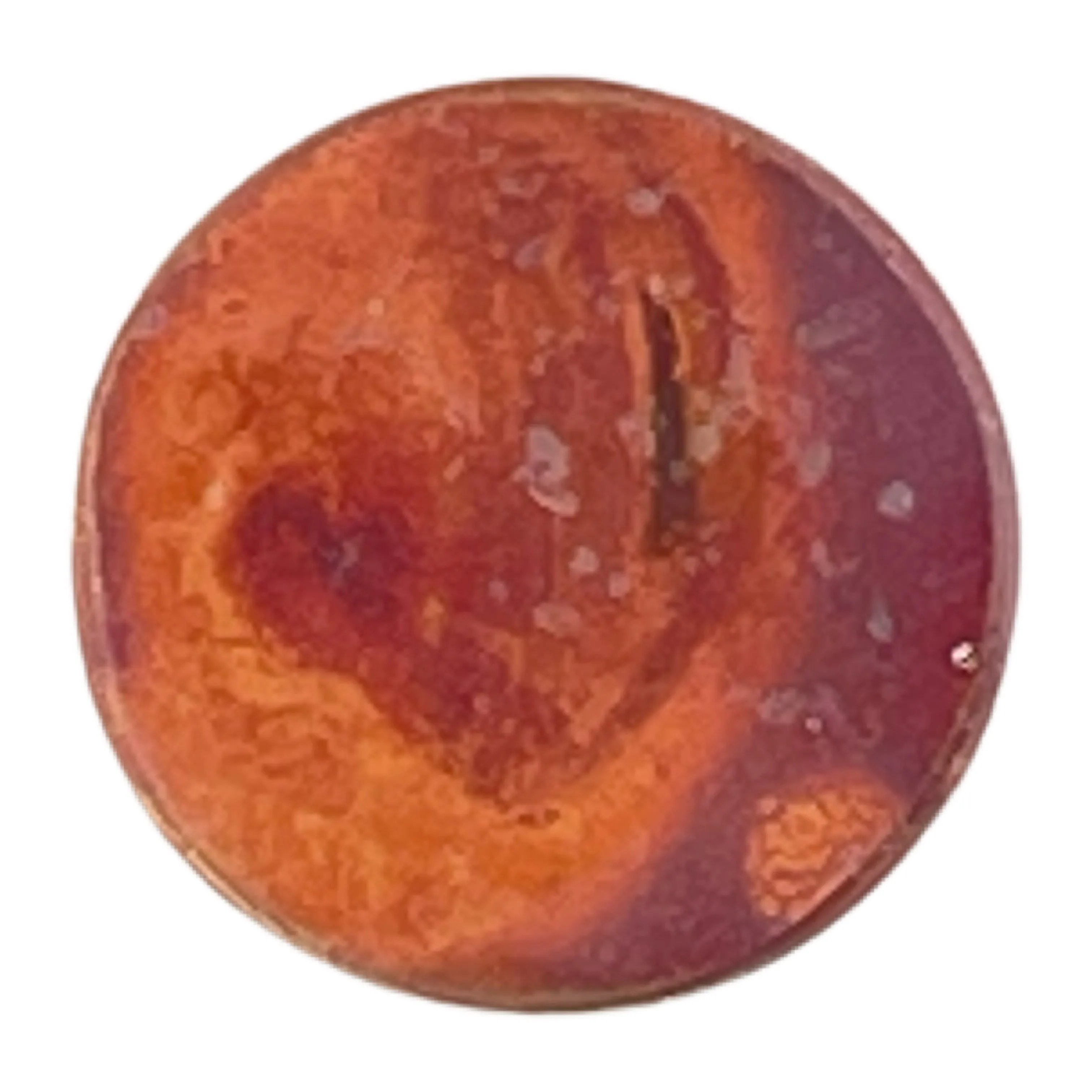 Top-Drilled Copper Bead with Red Patina