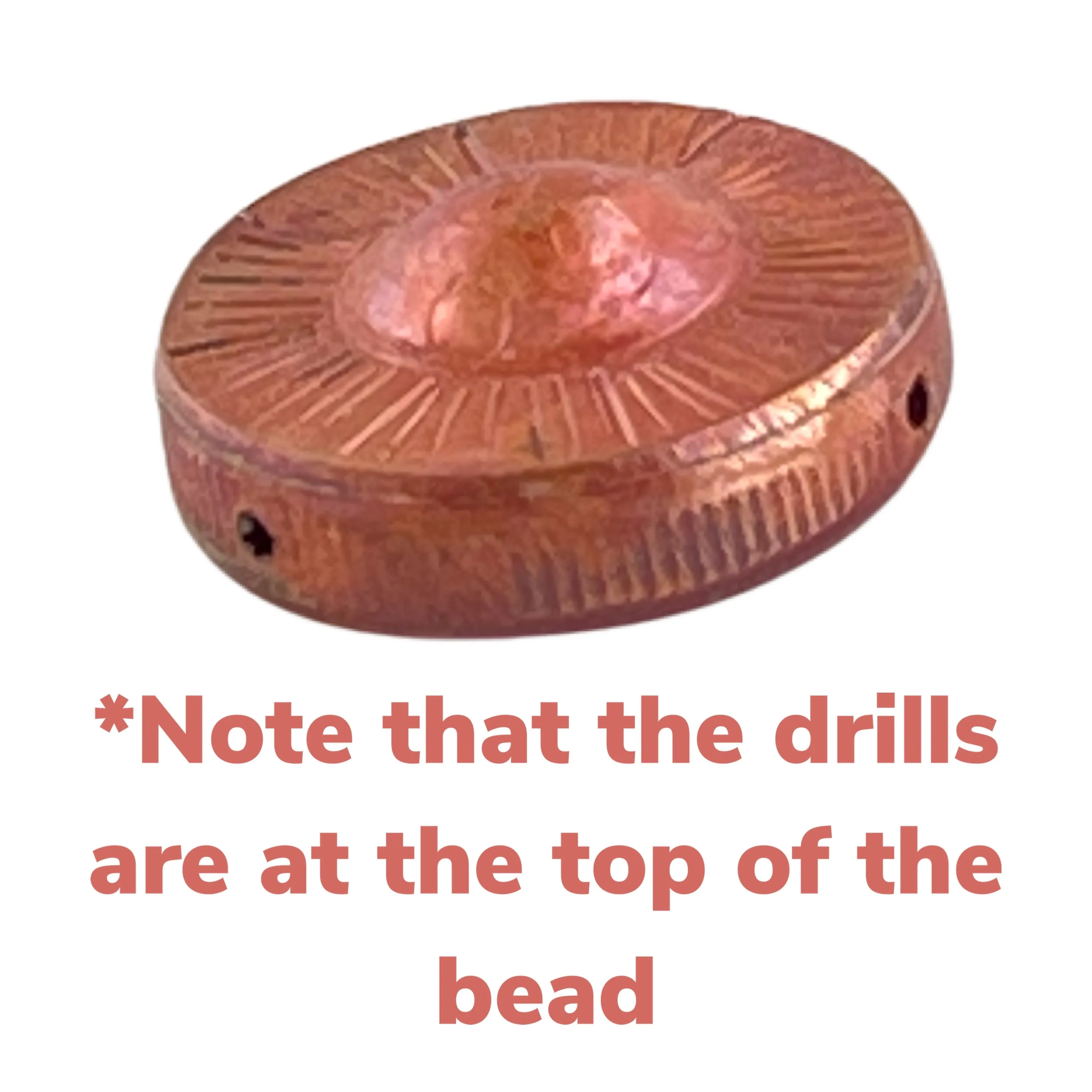 Top-Drilled Copper Bead with Red Patina