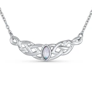 Traditional Irish Celtic Trinity Collar Necklace with Color Changing Moonstone