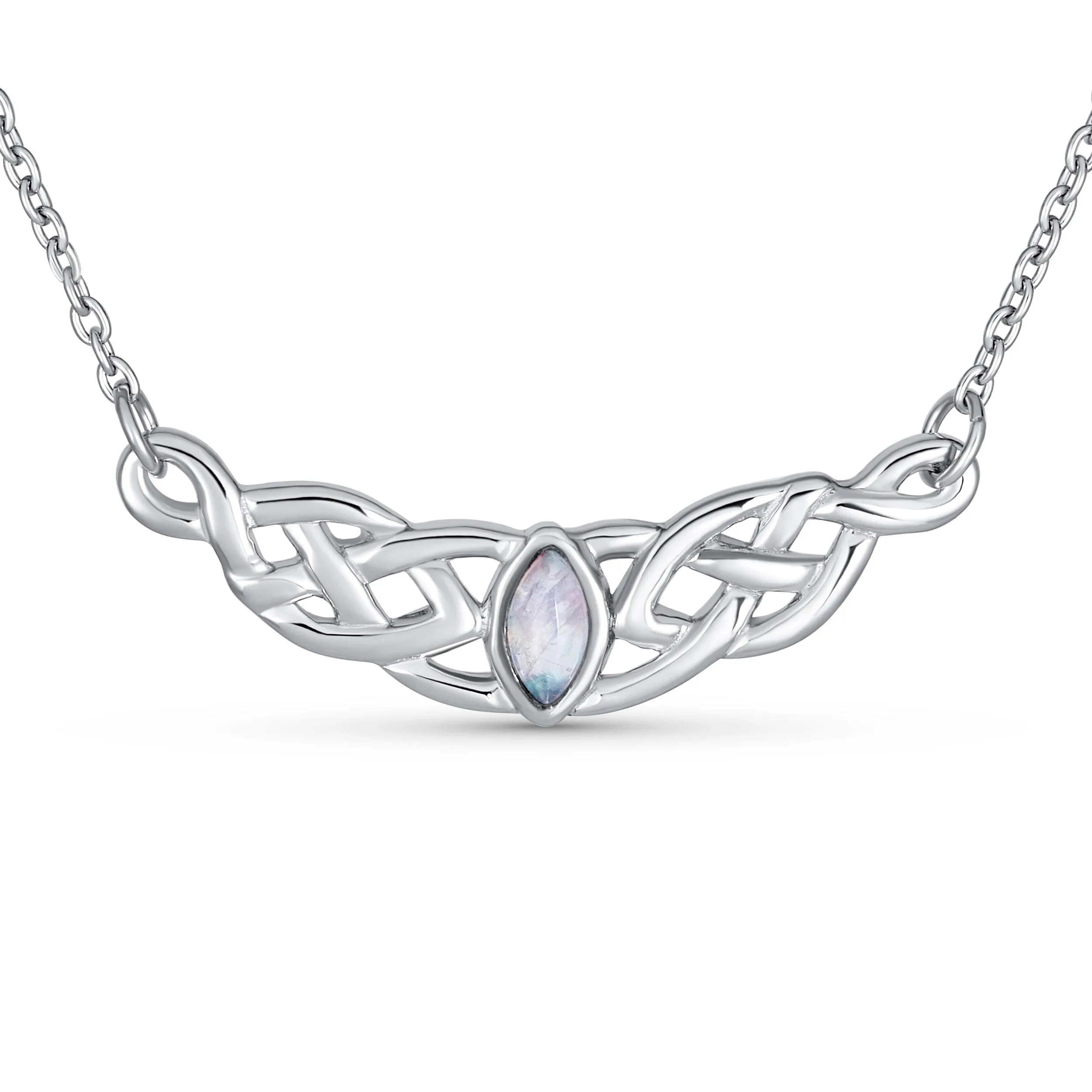 Traditional Irish Celtic Trinity Collar Necklace with Color Changing Moonstone