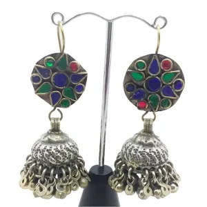 Tribal Glass Stones Jhumka Earrings