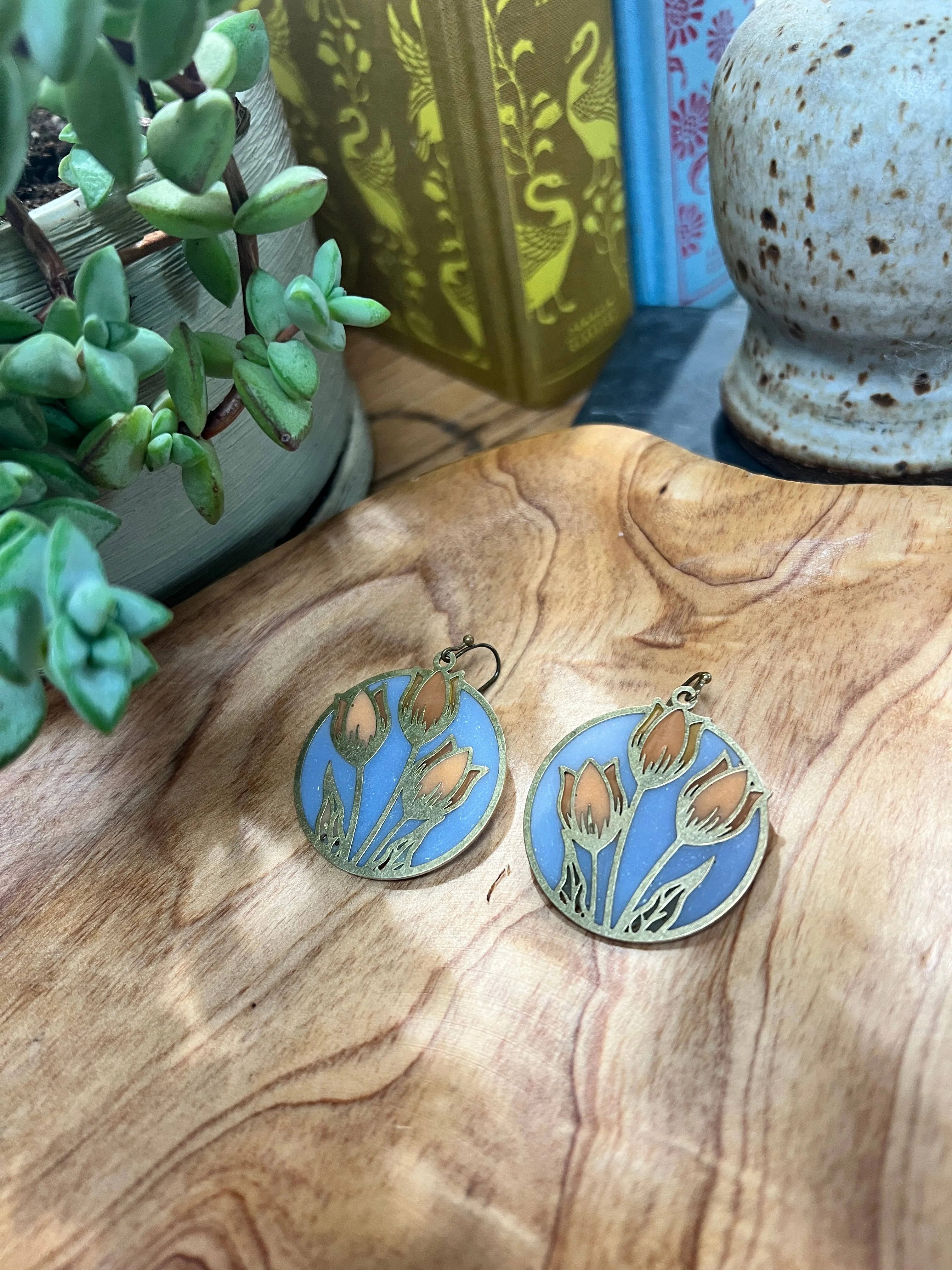 Tulips // Stained Glass Resin Earrings