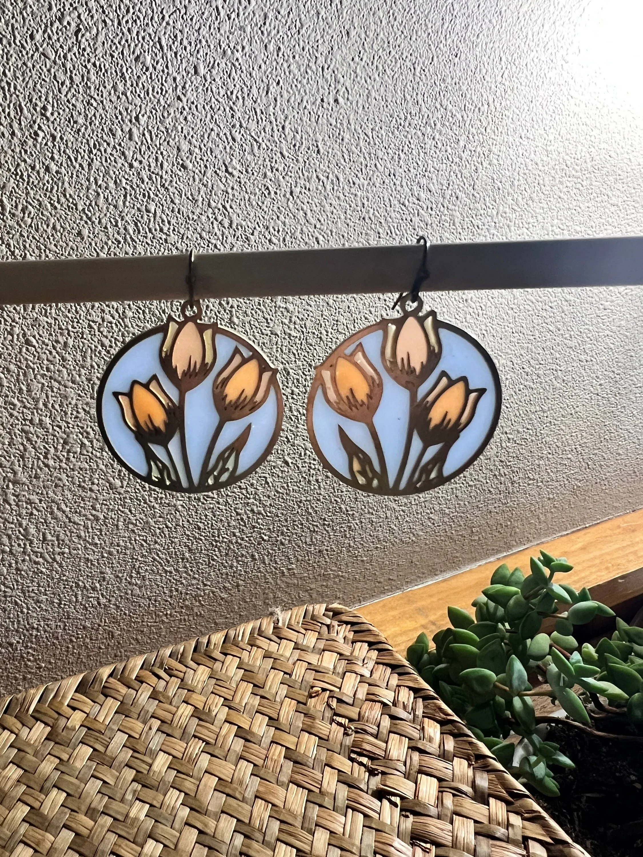 Tulips // Stained Glass Resin Earrings