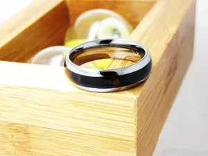 Tungsten Carbide Ring  with Dark Real wood inlaying Fashion Jewelry Ring for Women 6mm