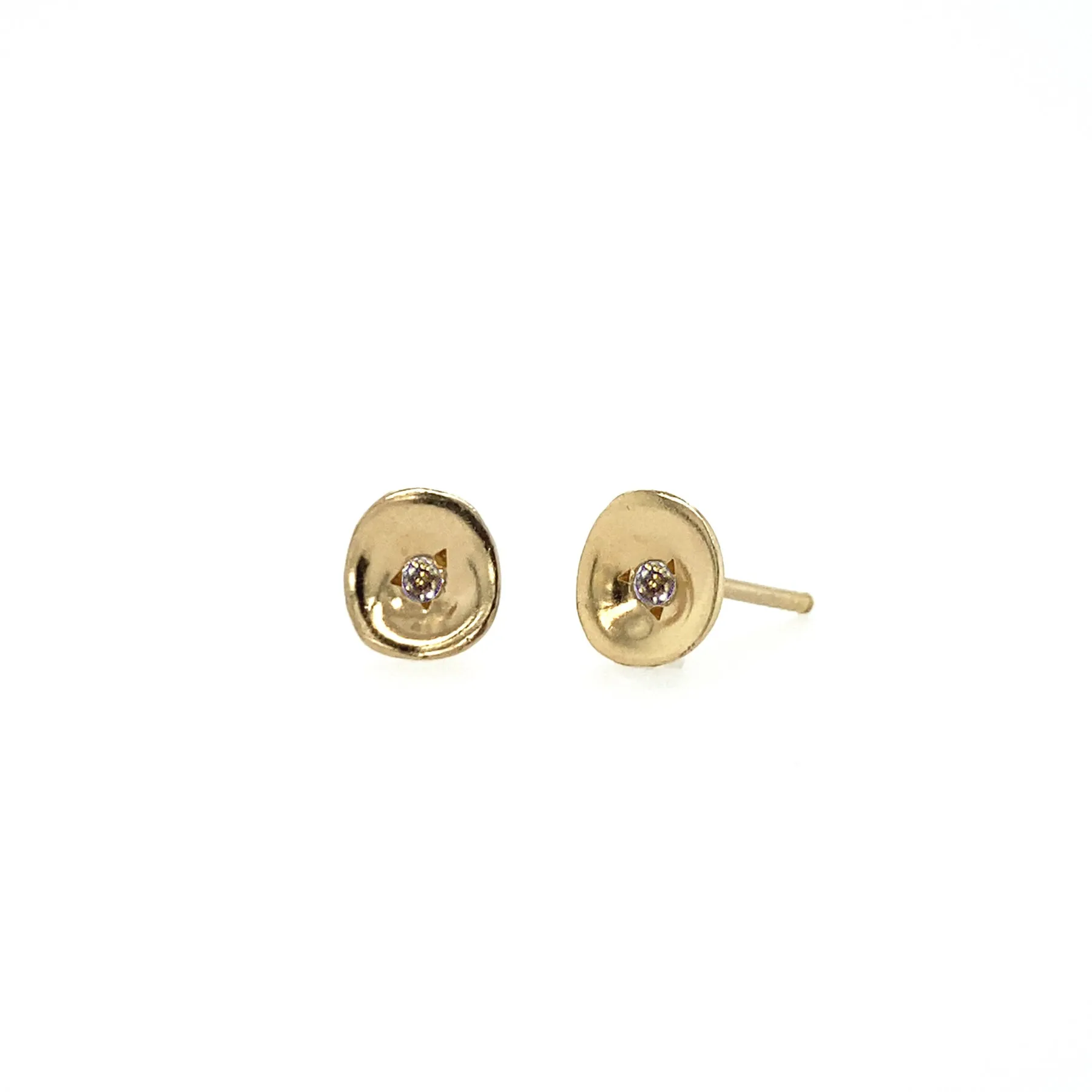 Unique Diamond Stud Earrings - Gold