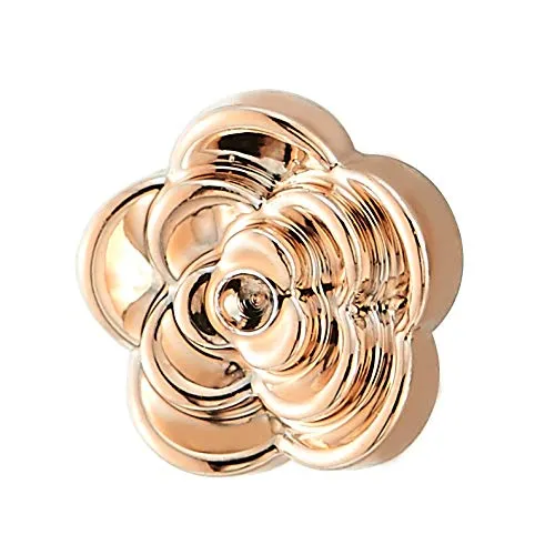 Unique Womens Magnetic Rose Gold Camellia Flower Stud Earring, Non-Piercing Clip On Fake Ear