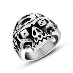 Unisex Punk Skull Titanium Steel Rings, Trendy Nightclub Jewelry for Men and Women