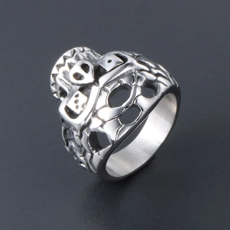 Unisex Punk Skull Titanium Steel Rings, Trendy Nightclub Jewelry for Men and Women