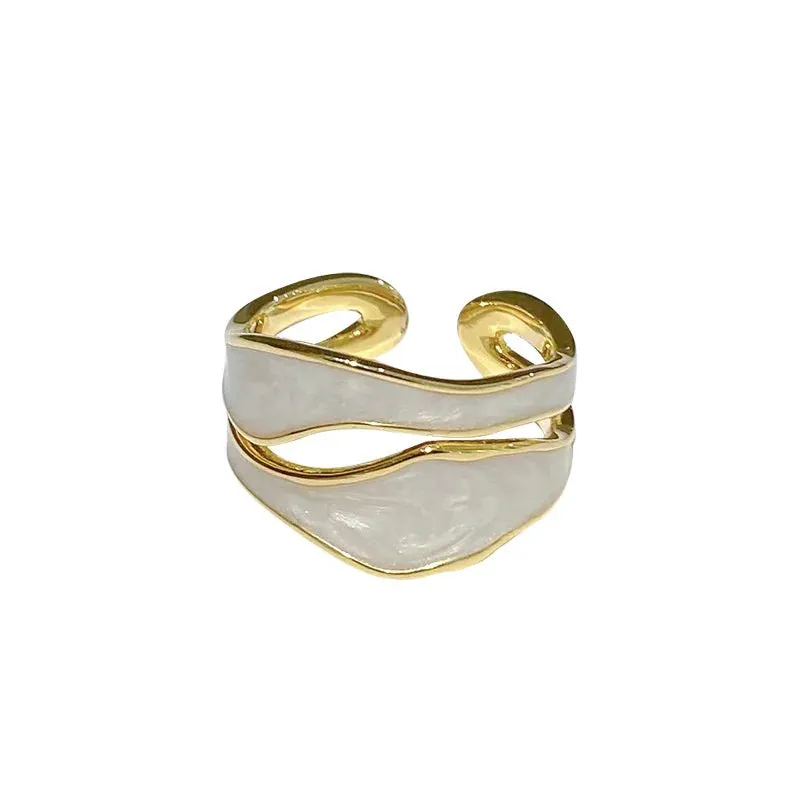 VAIGE Adjustable Geometric Dripping Oil Ring in Gold Plated Zinc Alloy - Trendy European American Style Wedding Accessory