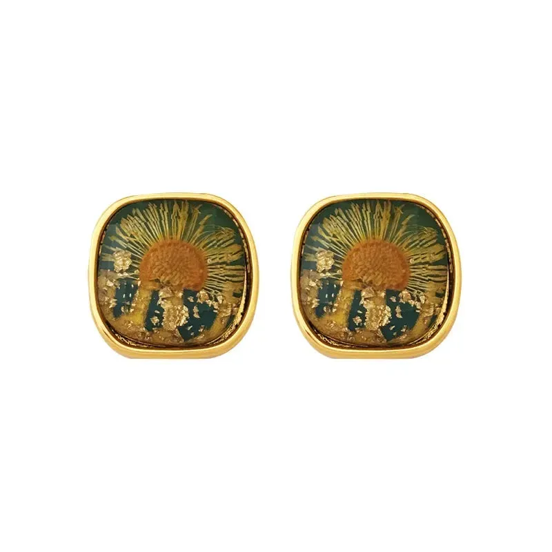 VAIGE Retro Floral Resin Stud Earrings