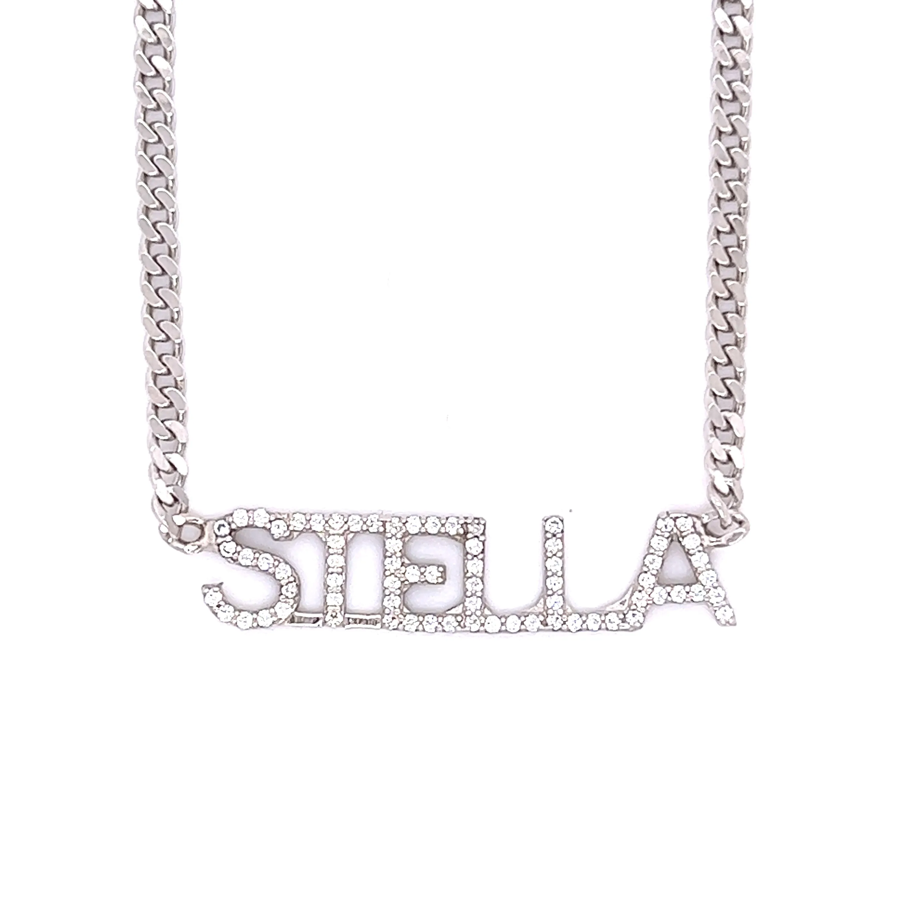 Venezia Custom CZ's Name Cuban Link Necklace