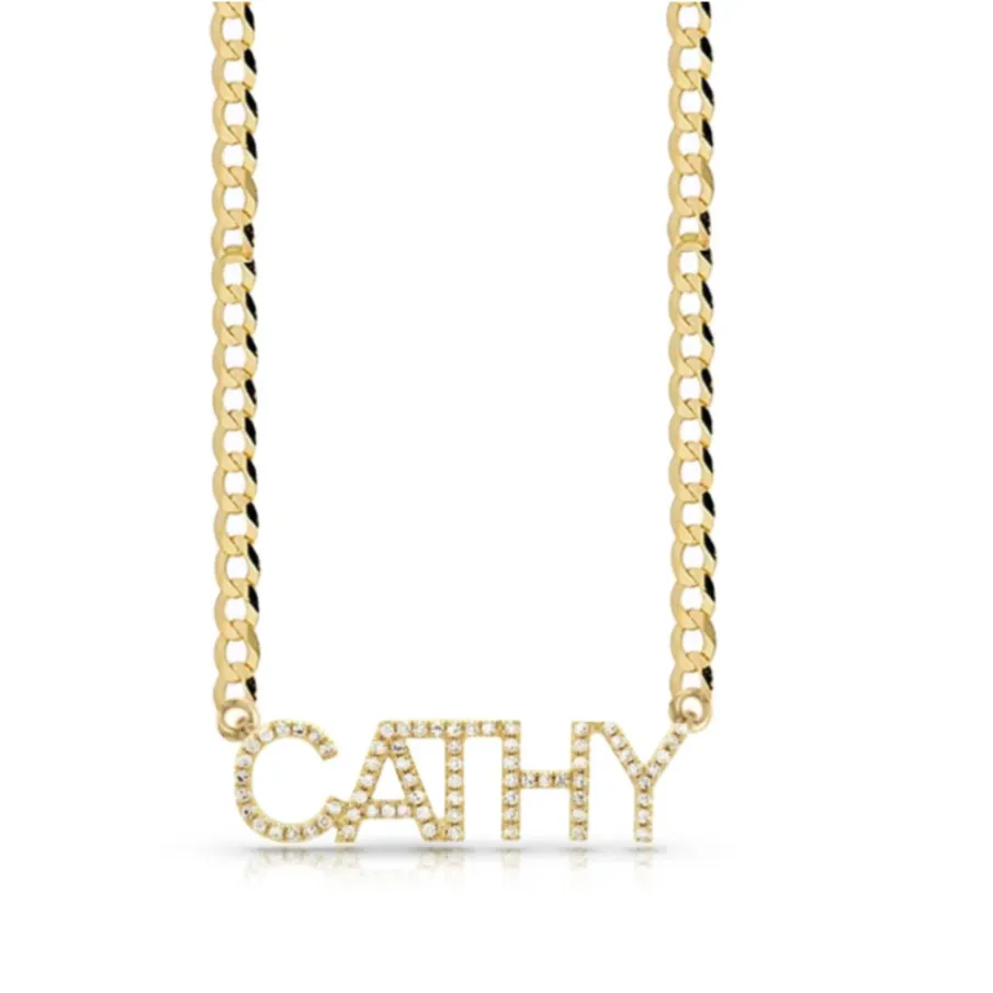 Venezia Custom CZ's Name Cuban Link Necklace